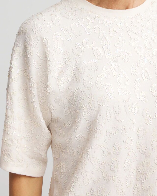 Short Sleeved Sequin Pullover Sweater - image 4